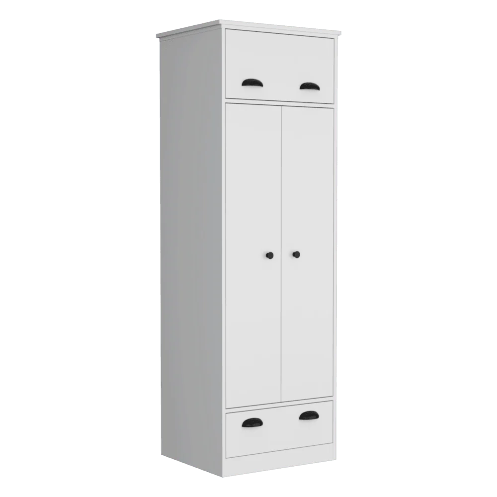 CLOSET DENIS, BLANCO DUQUEZA, CON DOS PUERTAS BATIENTES Y DOS CAJONES ZF