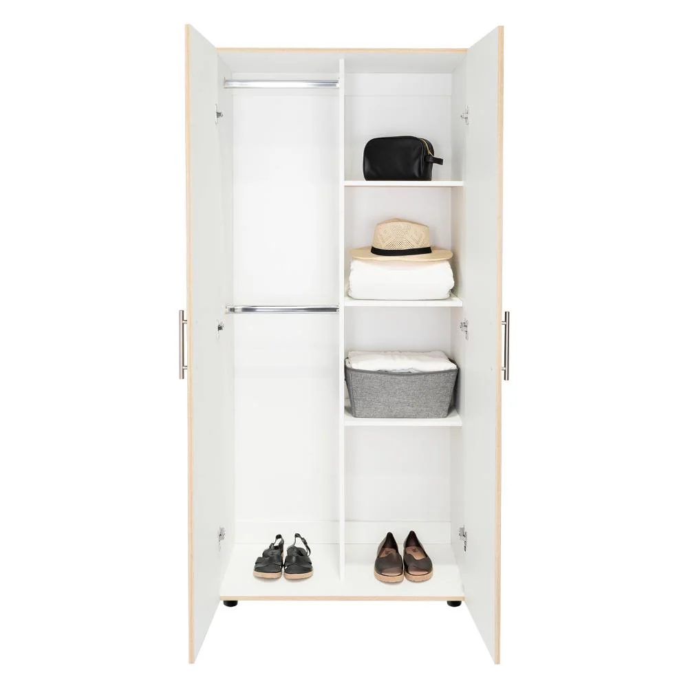 CLOSET TERA, BEIGE Y BLANCO, DOS PUERTAS ABATIBLES Y DOS TUBOS CROMADOS - Image 3