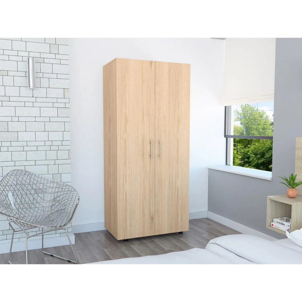 CLOSET TERA, BEIGE Y BLANCO, DOS PUERTAS ABATIBLES Y DOS TUBOS CROMADOS - Image 4