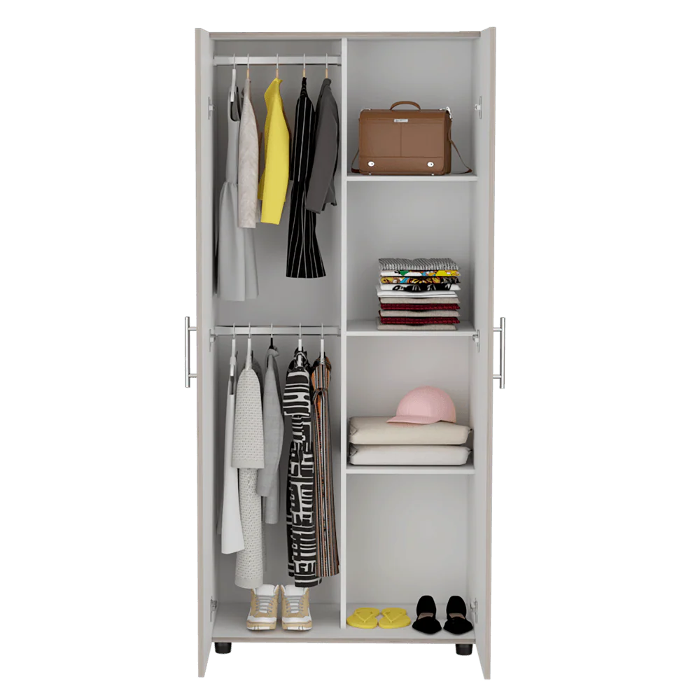 CLOSET TERA BARDOLINO Y BLANCO VAINILLA, DOS PUERTAS ABATIBLES Y DOS TUBOS CROMADOS - Image 6