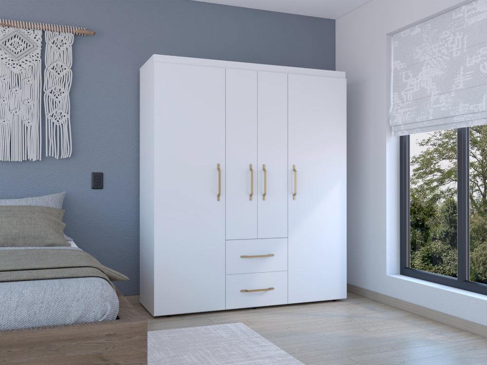 CLOSET BARILOCHE BOMBAY ECO, BLANCO DUQUEZA Y DORADO, CON VARIEDAD DE ENTREPAÑOS Y CUATRO PUERTAS ABATIBLES ZF - Image 2
