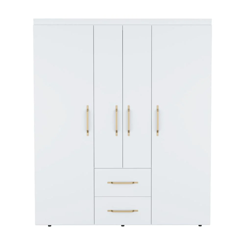 CLOSET BARILOCHE BOMBAY ECO, BLANCO DUQUEZA Y DORADO, CON VARIEDAD DE ENTREPAÑOS Y CUATRO PUERTAS ABATIBLES ZF - Image 4