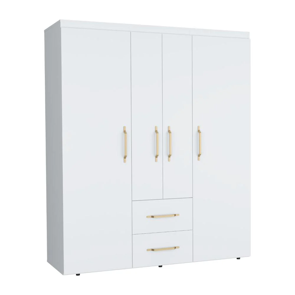 CLOSET BARILOCHE BOMBAY ECO, BLANCO DUQUEZA Y DORADO, CON VARIEDAD DE ENTREPAÑOS Y CUATRO PUERTAS ABATIBLES ZF - Image 5