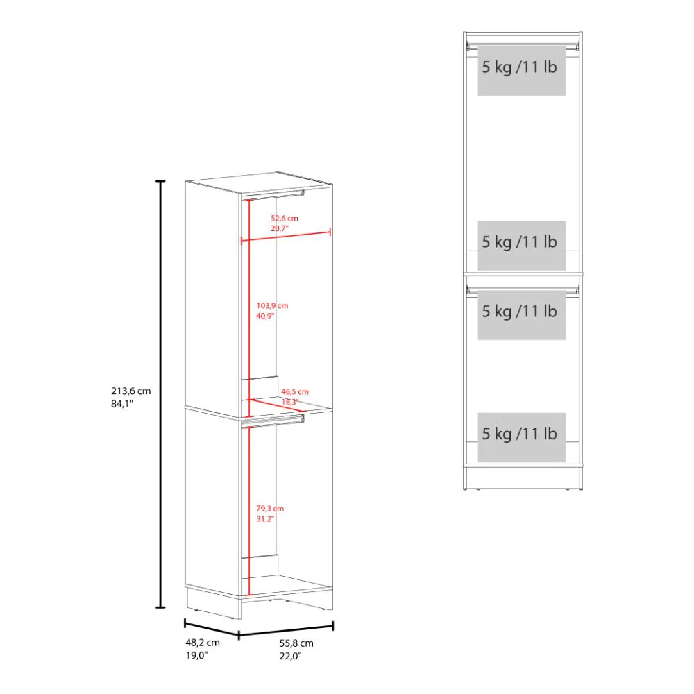 Closet Eco, Kronos Blanco, Con un entrepaño amplio para organizar ropa, sin puertas ZF - Image 6