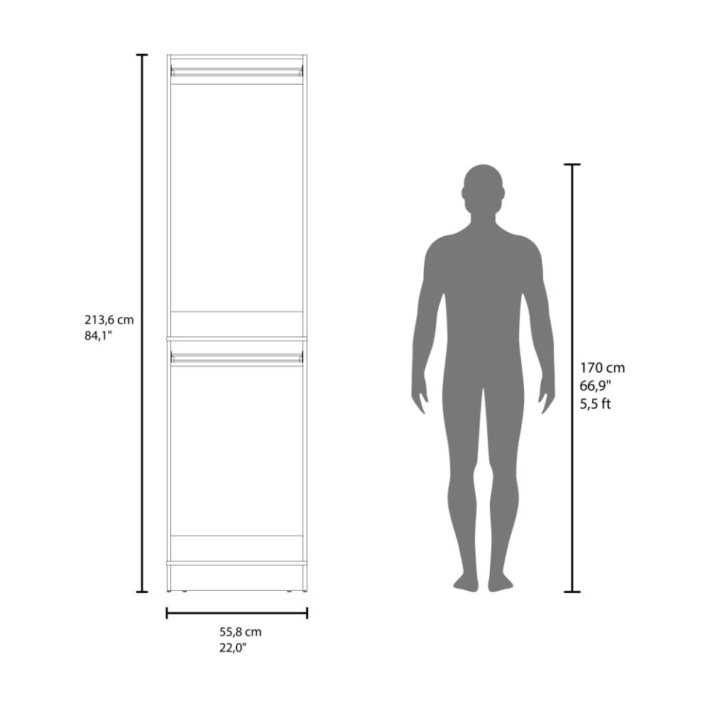 Closet Eco, Kronos Blanco, Con un entrepaño amplio para organizar ropa, sin puertas ZF - Image 7