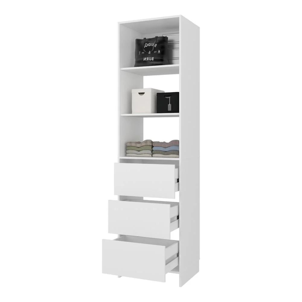 Closet  Eco, Kronos Blanco, Con tres entrepaños y tres cajones amplios para organizar ropa ZF