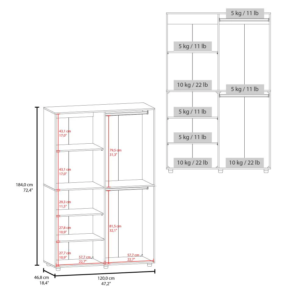 CLOSET ECONO, WENGUE, PEQUEÑO CON AMPLIOS ESPACIOS PARA GUARDAR ROPA ZF - Image 7