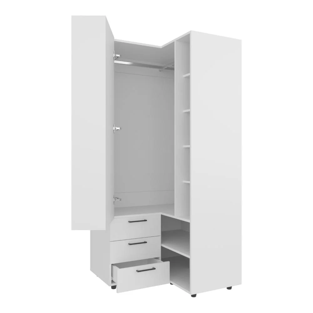 CLOSET ESQUINERO TOLU, BLANCO, CON  TRES CAJONES Y MÚLTIPLES ESPACIOS ZF - Image 5