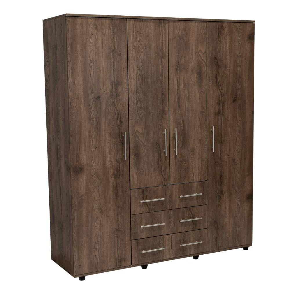 CLOSET FONTANA, NOGAL Y BLANCO, CON CUATRO PUERTAS ABATIBLES Y TRES CAJONES ORGANIZADORES - Image 3