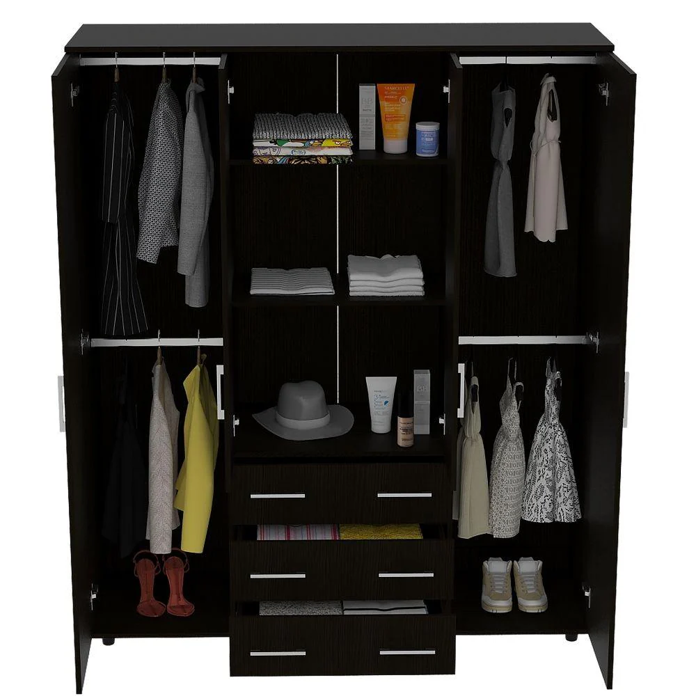 CLOSET FONTANA, WENGUE, CON CUATRO TUBOS PARA COLGAR ROPA Y ZAPATERO EN LA PARTE INFERIOR - Image 4