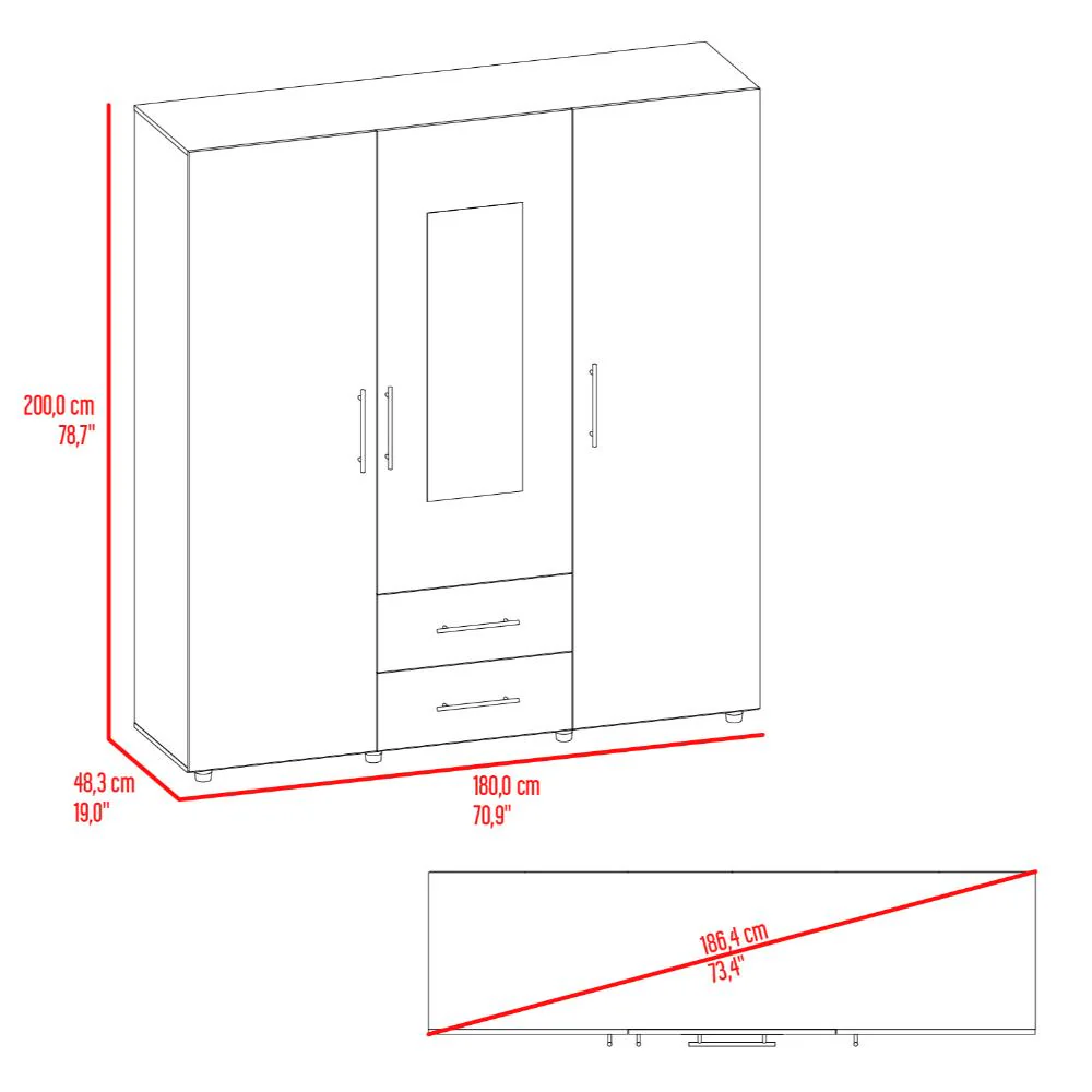 CLOSET GRAYS, NOGAL Y WENGUE, PUERTA CON ESPEJO - Image 8