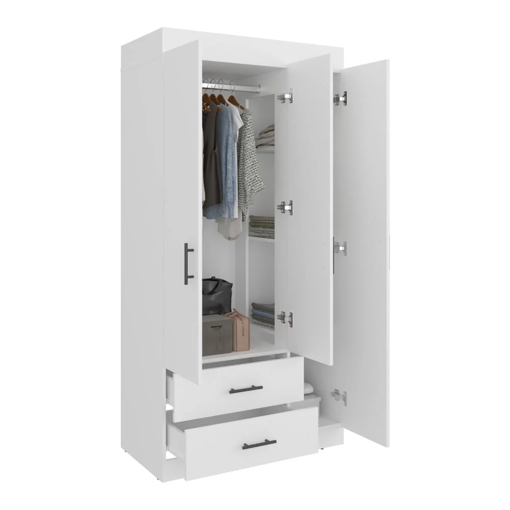 Closet Houston, Blanco Duqueza, Con Cuatro Puertas Batientes y Dos Cajones Con Amplio Espacio De Almacenamiento - Image 4