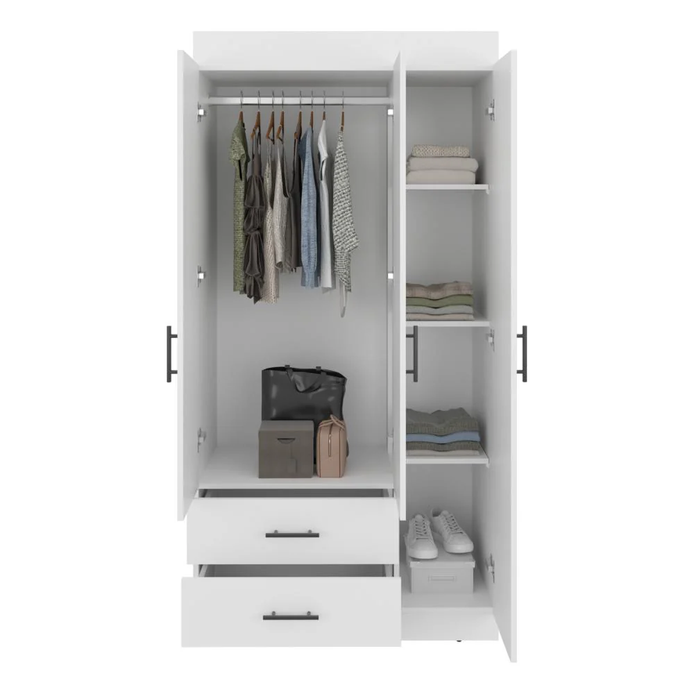 Closet Houston, Blanco Duqueza, Con Cuatro Puertas Batientes y Dos Cajones Con Amplio Espacio De Almacenamiento - Image 6