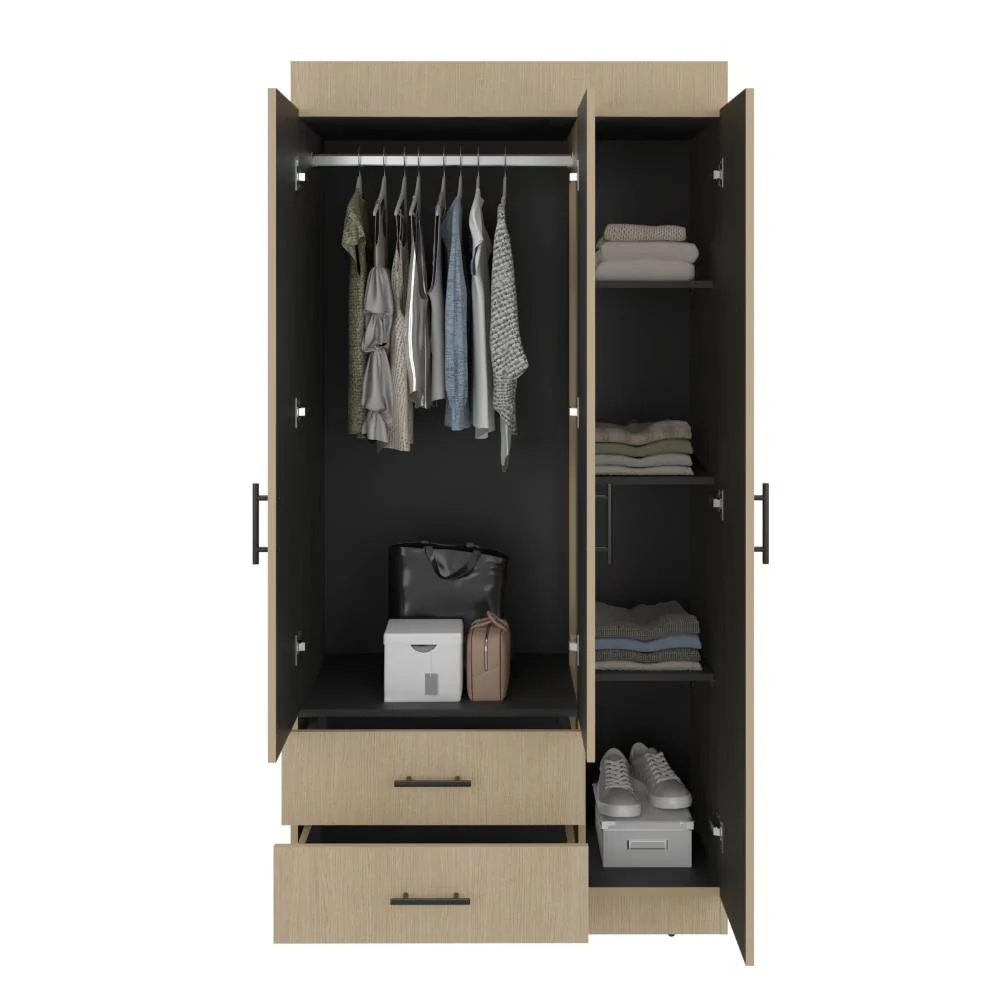 Closet Houston , Cartagena y Wengue , Con tres puertas batientes y dos cajones con amplio espacio de almacenamiento - Image 10