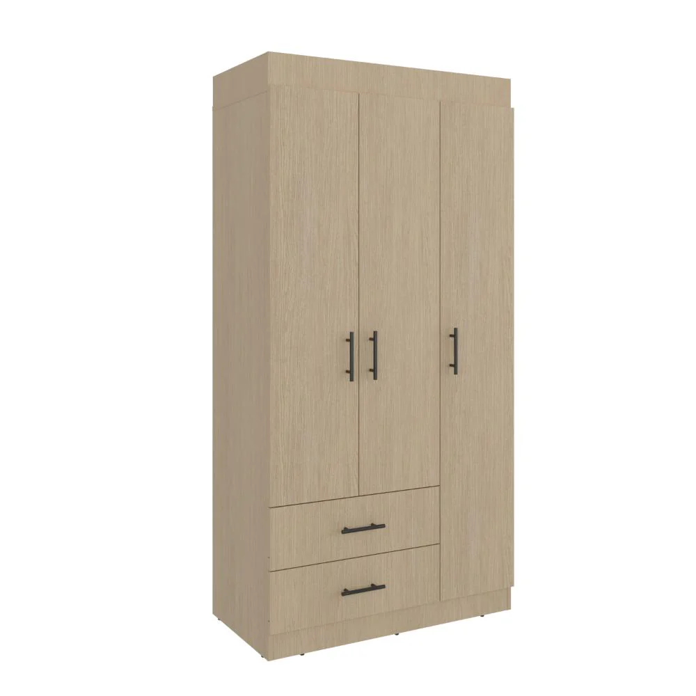 Closet Houston , Cartagena y Wengue , Con tres puertas batientes y dos cajones con amplio espacio de almacenamiento - Image 6