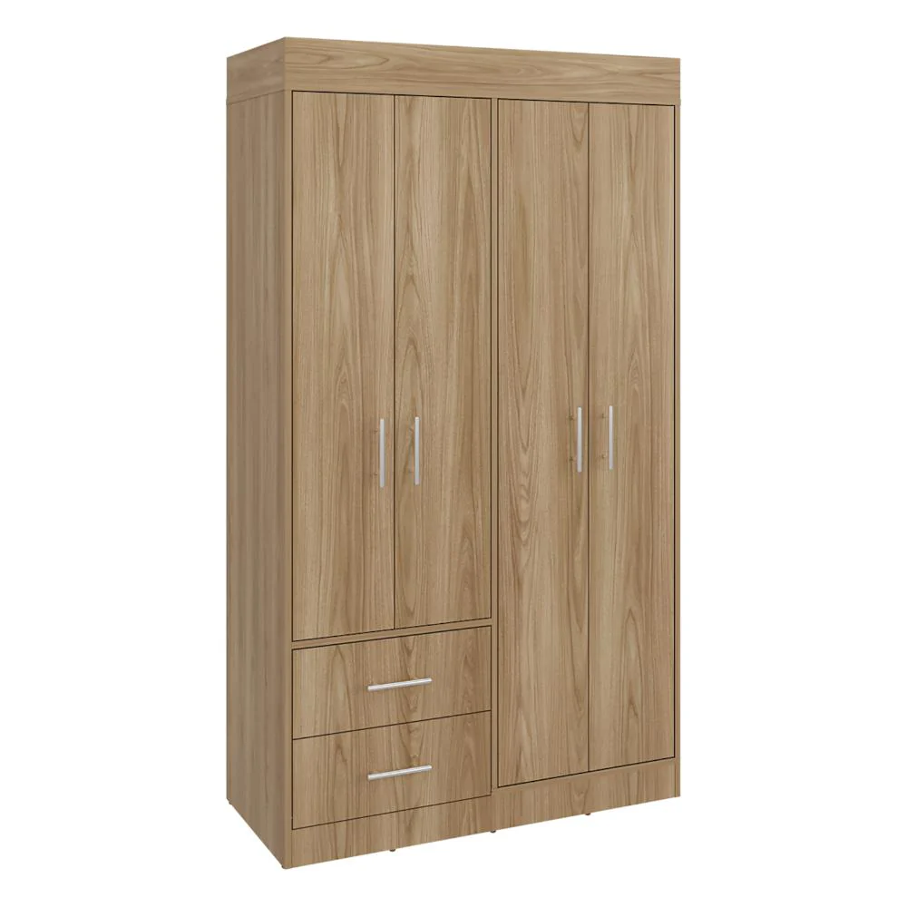 Closet Houston, Fresno Europeo y Wengue , Con Cuatro Puertas Batientes y Dos Cajones Con Amplio Espacio De Almacenamiento