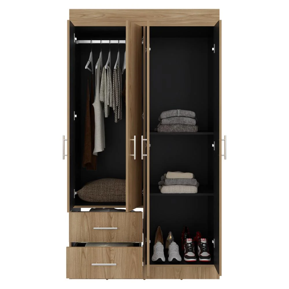 Closet Houston, Fresno Europeo y Wengue , Con Cuatro Puertas Batientes y Dos Cajones Con Amplio Espacio De Almacenamiento - Image 4