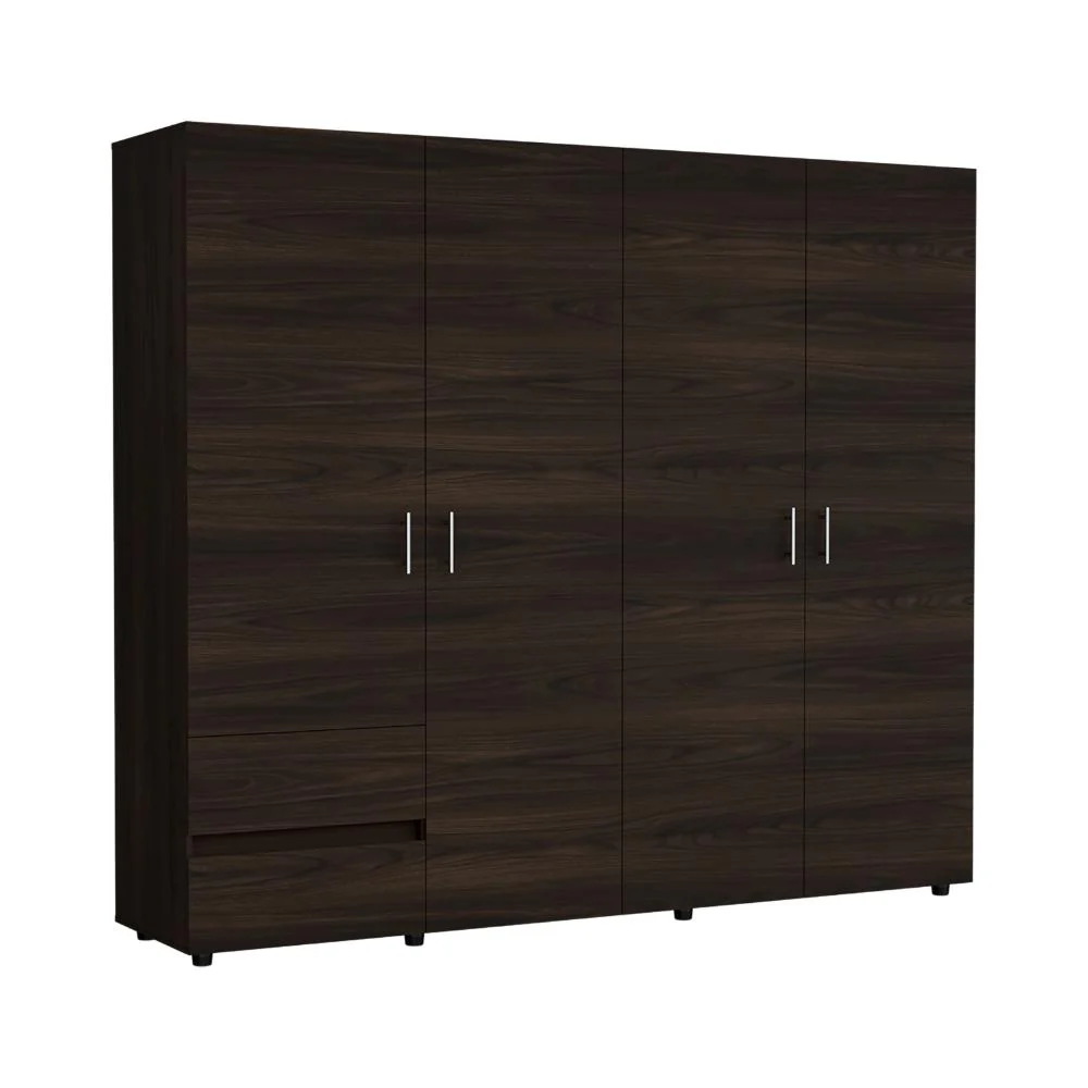CLOSET LIGHT 230, NOGAL Y WENGUE, CON DOS CAJONES Y CUATRO PUERTAS
