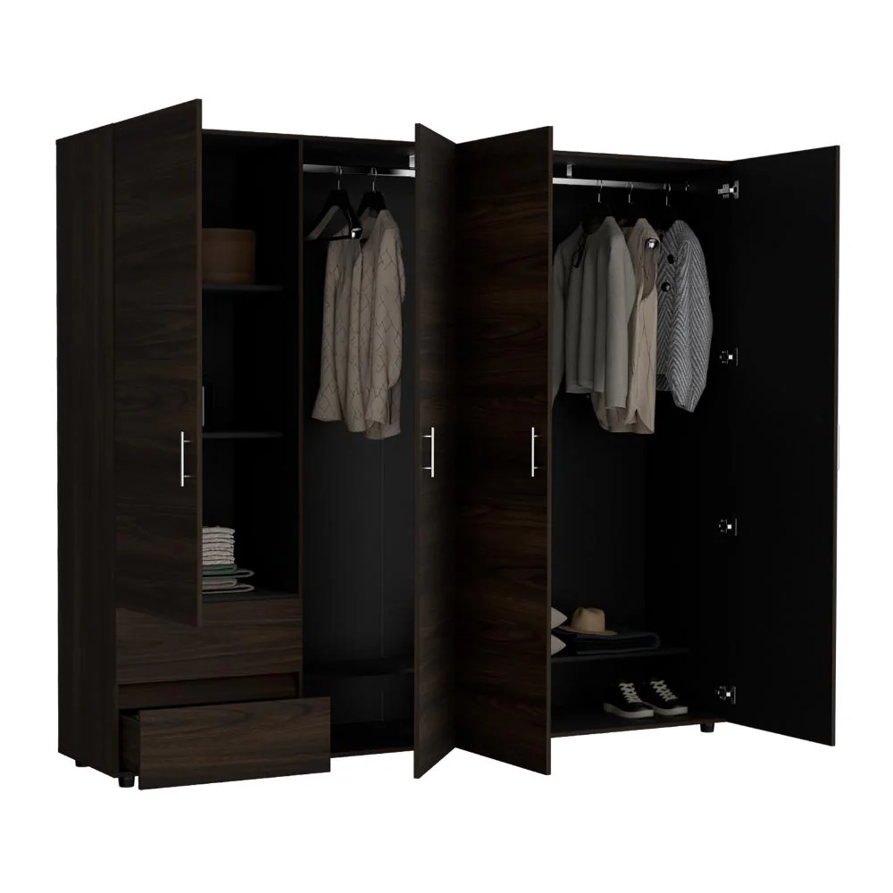 CLOSET LIGHT 230, NOGAL Y WENGUE, CON DOS CAJONES Y CUATRO PUERTAS - Image 2