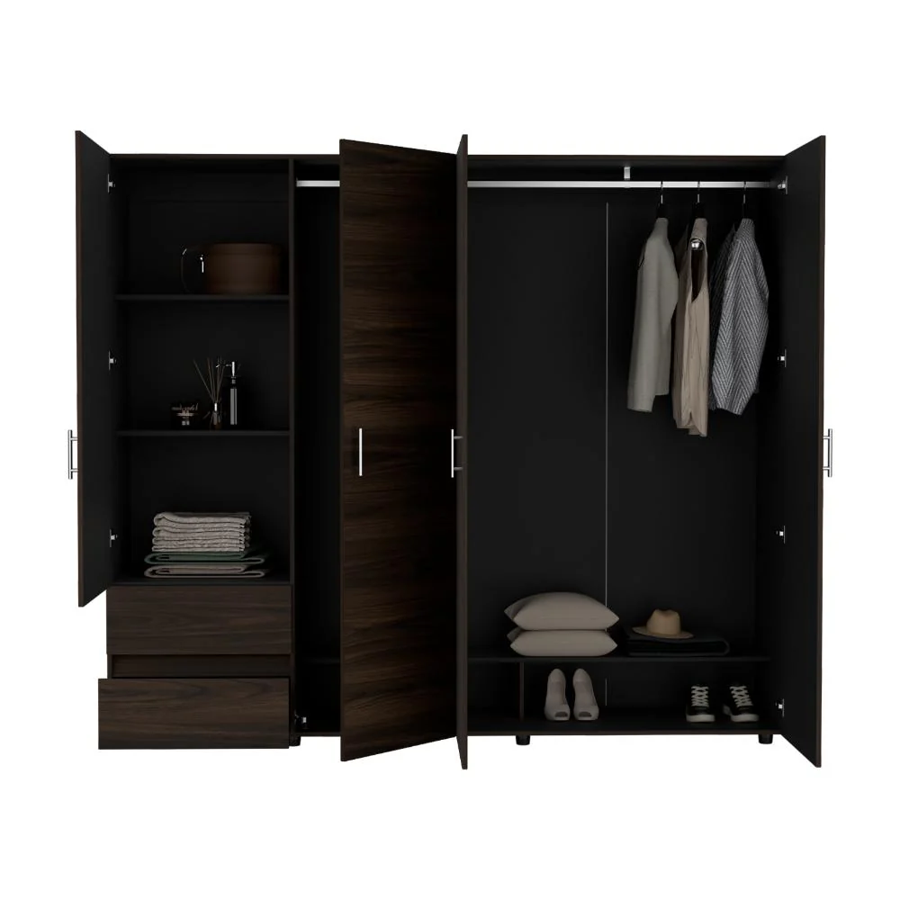 CLOSET LIGHT 230, NOGAL Y WENGUE, CON DOS CAJONES Y CUATRO PUERTAS - Image 4