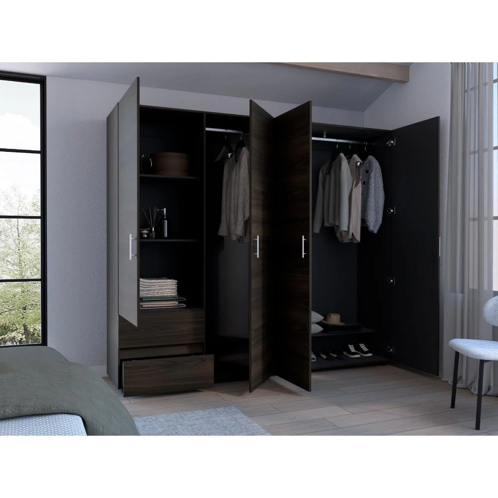 CLOSET LIGHT 230, NOGAL Y WENGUE, CON DOS CAJONES Y CUATRO PUERTAS - Image 6