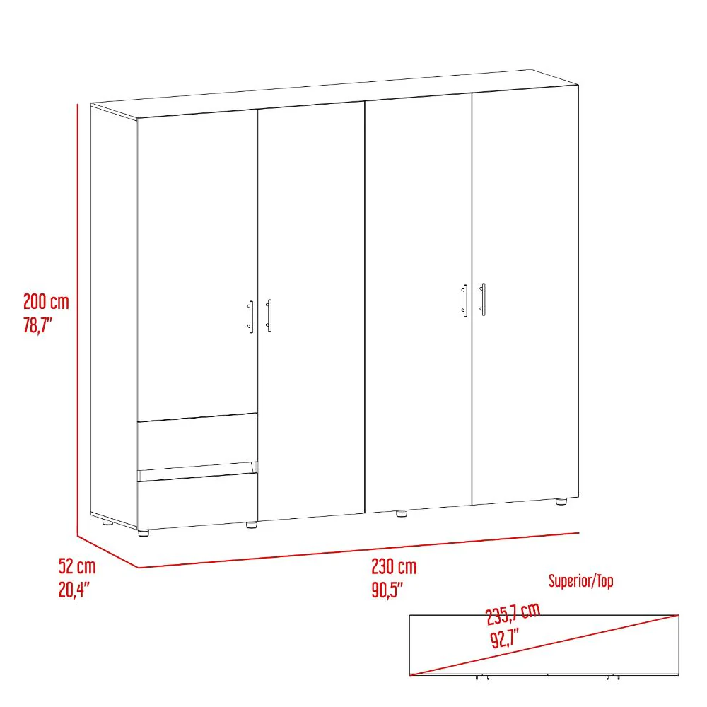 CLOSET LIGHT 230, NOGAL Y WENGUE, CON DOS CAJONES Y CUATRO PUERTAS - Image 8