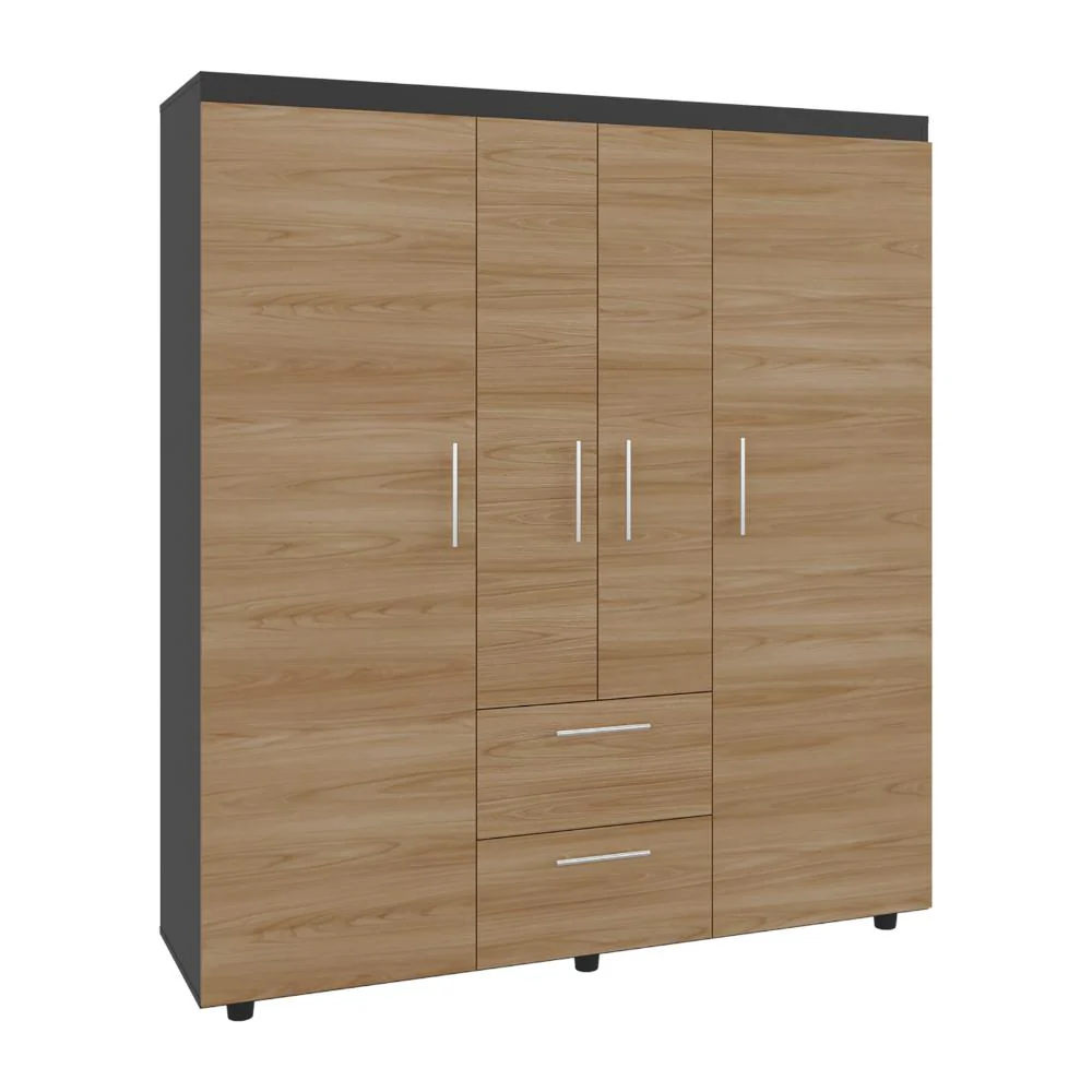 CLOSET MARCUS, FRESNO EUROPEO Y WENGUE, CON VARIEDAD DE ENTREPAÑOS Y CUATRO PUERTAS ABATIBLES