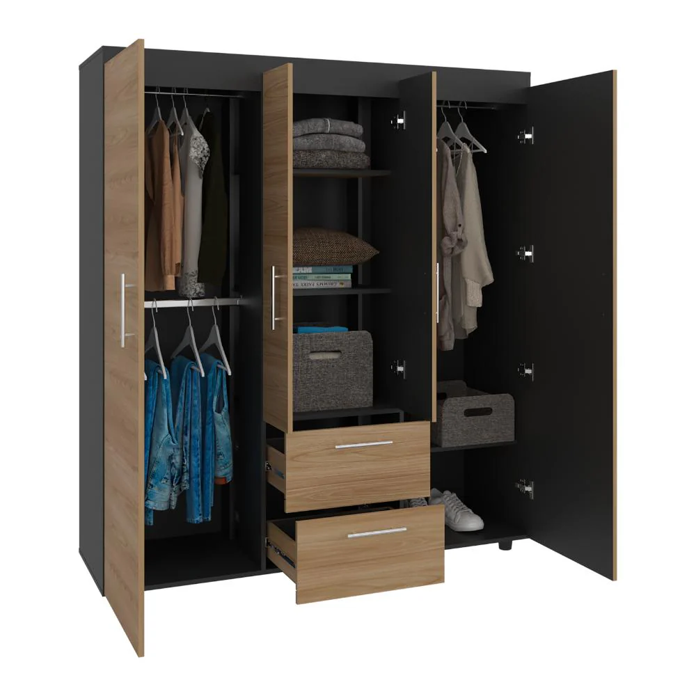 CLOSET MARCUS, FRESNO EUROPEO Y WENGUE, CON VARIEDAD DE ENTREPAÑOS Y CUATRO PUERTAS ABATIBLES - Image 2