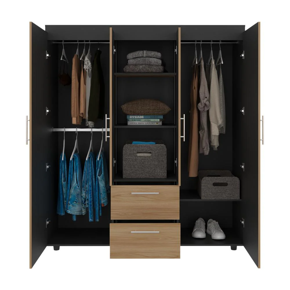CLOSET MARCUS, FRESNO EUROPEO Y WENGUE, CON VARIEDAD DE ENTREPAÑOS Y CUATRO PUERTAS ABATIBLES - Image 4
