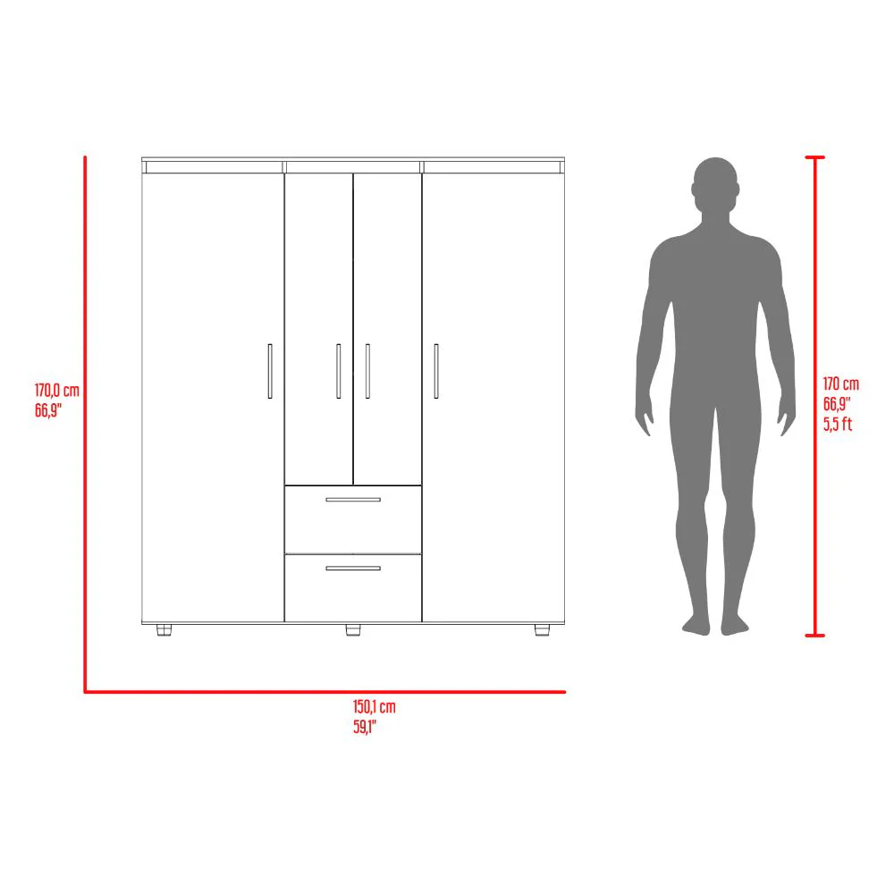 CLOSET MARCUS, FRESNO EUROPEO Y WENGUE, CON VARIEDAD DE ENTREPAÑOS Y CUATRO PUERTAS ABATIBLES - Image 7
