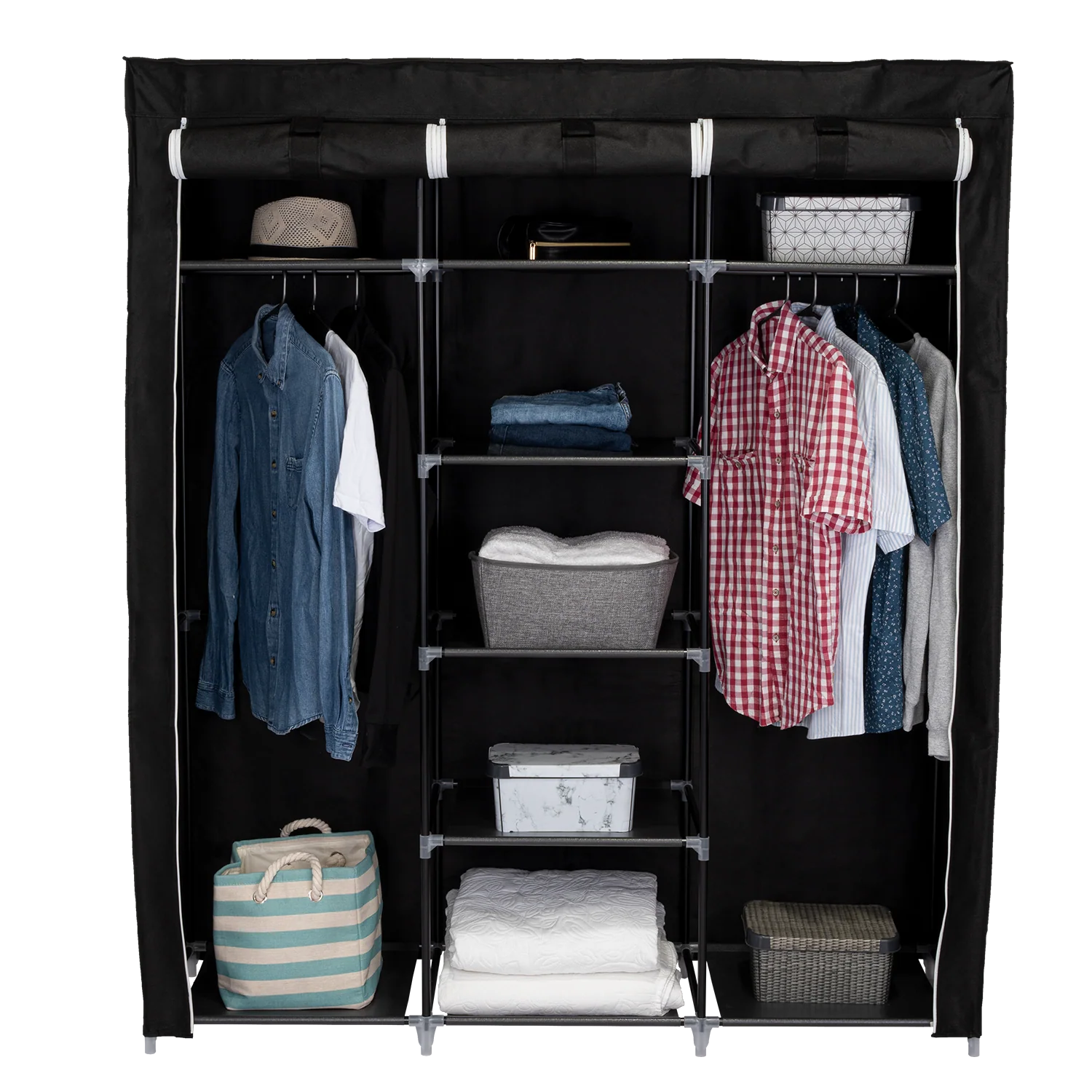 CLOSET PORTÁTIL JESAN, NEGRO, VARIEDAD DE ENTREPAÑOS EN TELA - Image 2