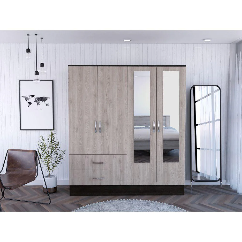CLOSET QUILES, HUMO Y WENGUE, CON DOS ESPEJOS Y CUATRO PUERTAS ABATIBLES    ZF