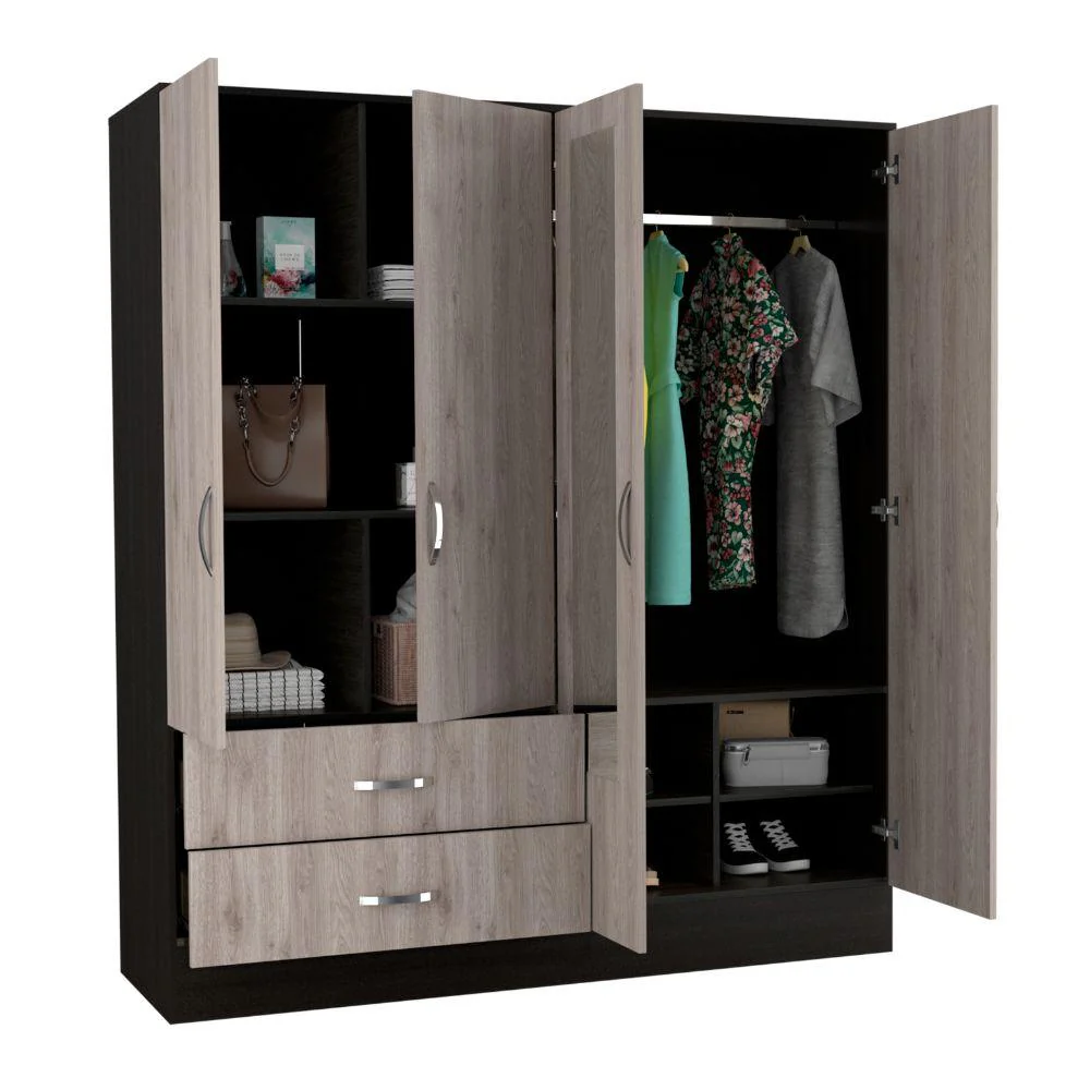 CLOSET QUILES, HUMO Y WENGUE, CON DOS ESPEJOS Y CUATRO PUERTAS ABATIBLES    ZF - Image 3