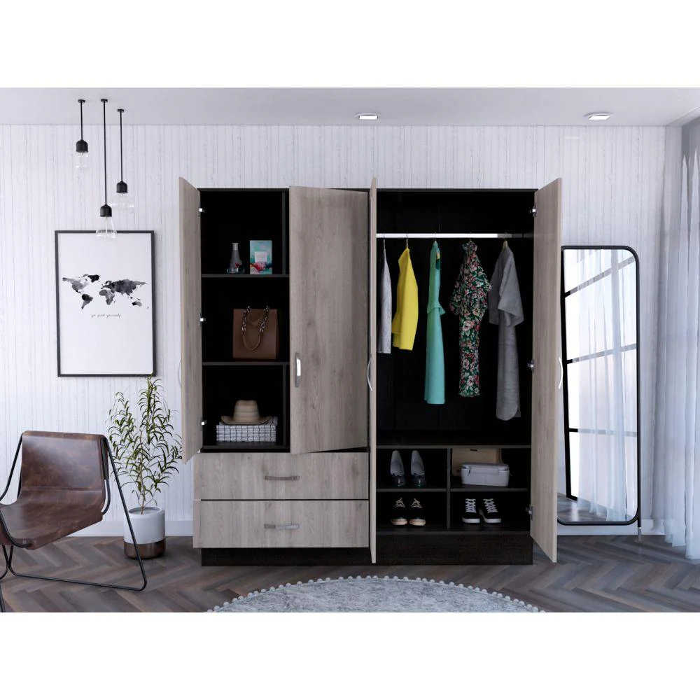 CLOSET QUILES, HUMO Y WENGUE, CON DOS ESPEJOS Y CUATRO PUERTAS ABATIBLES    ZF - Image 4