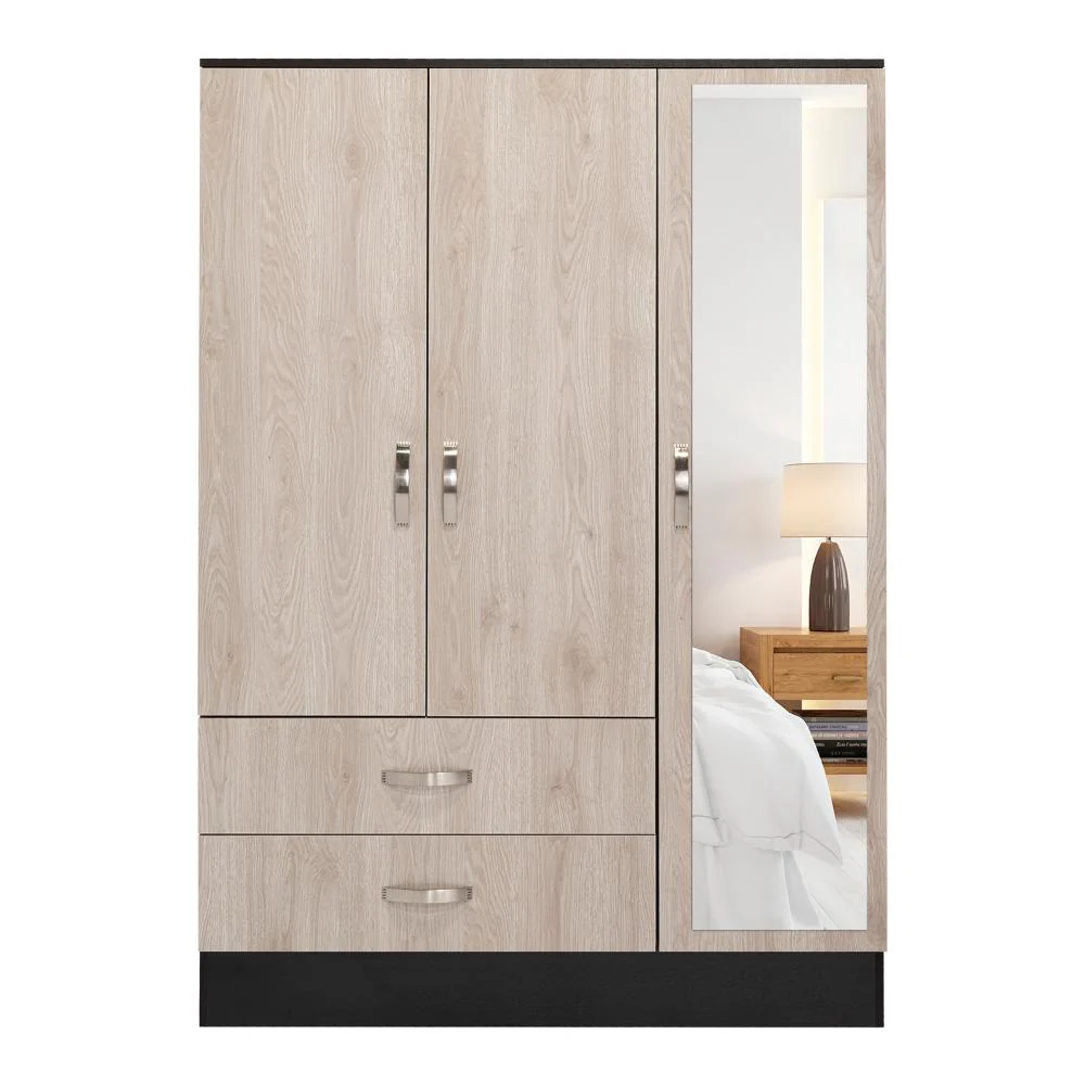 CLOSET QUILES 120, WENGUE Y HUMO, CON ESPEJO, TUBO PARA COLGAR ROPA, TRES PUERTAS ABATIBLES ZF - Image 4
