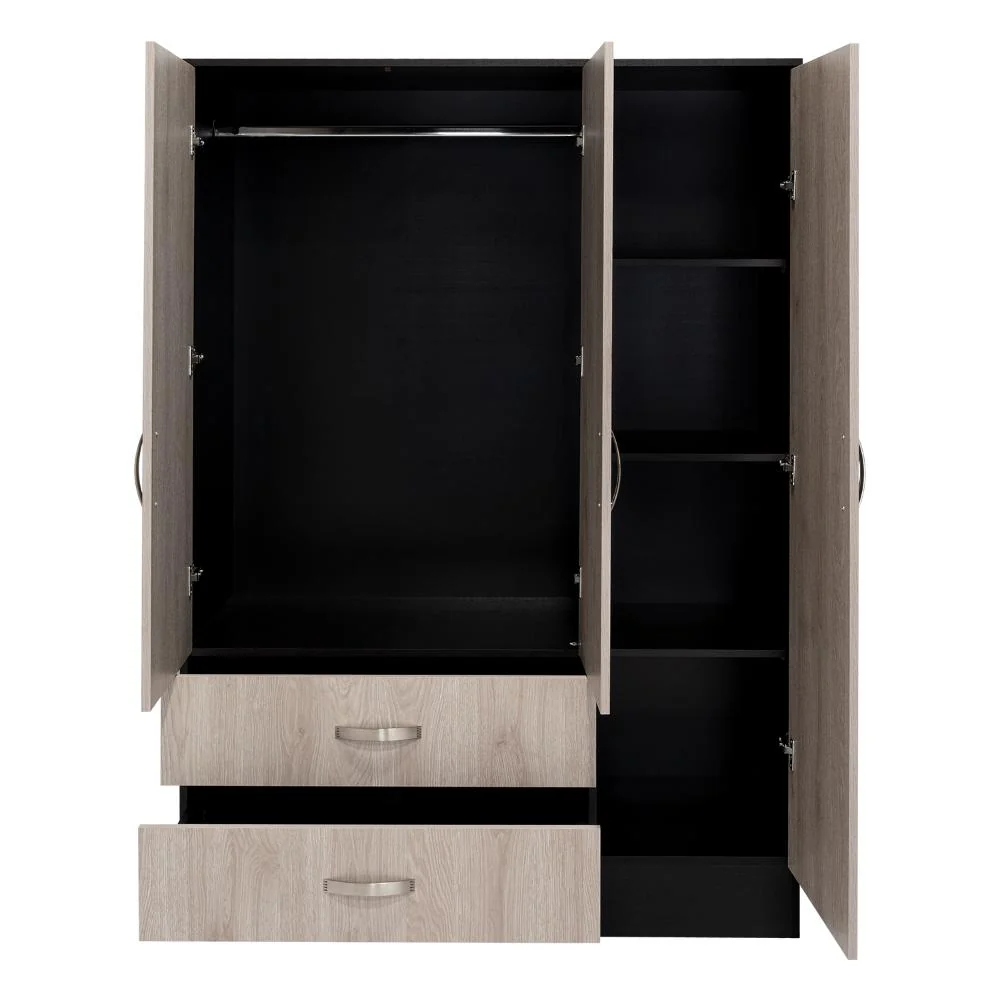 CLOSET QUILES 120, WENGUE Y HUMO, CON ESPEJO, TUBO PARA COLGAR ROPA, TRES PUERTAS ABATIBLES ZF - Image 5