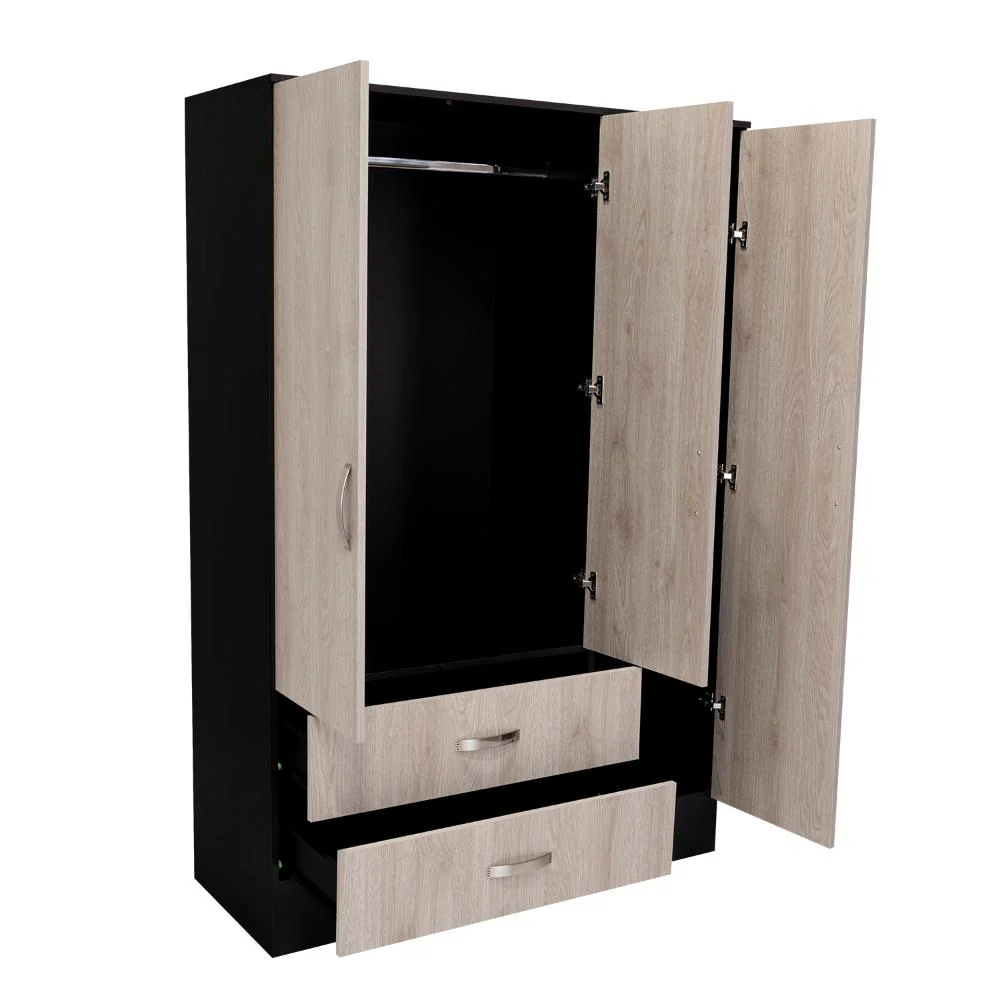 CLOSET QUILES 120, WENGUE Y HUMO, CON ESPEJO, TUBO PARA COLGAR ROPA, TRES PUERTAS ABATIBLES ZF - Image 6