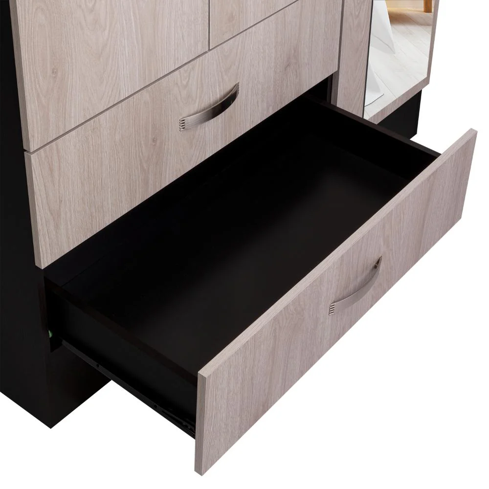CLOSET QUILES 120, WENGUE Y HUMO, CON ESPEJO, TUBO PARA COLGAR ROPA, TRES PUERTAS ABATIBLES ZF - Image 8