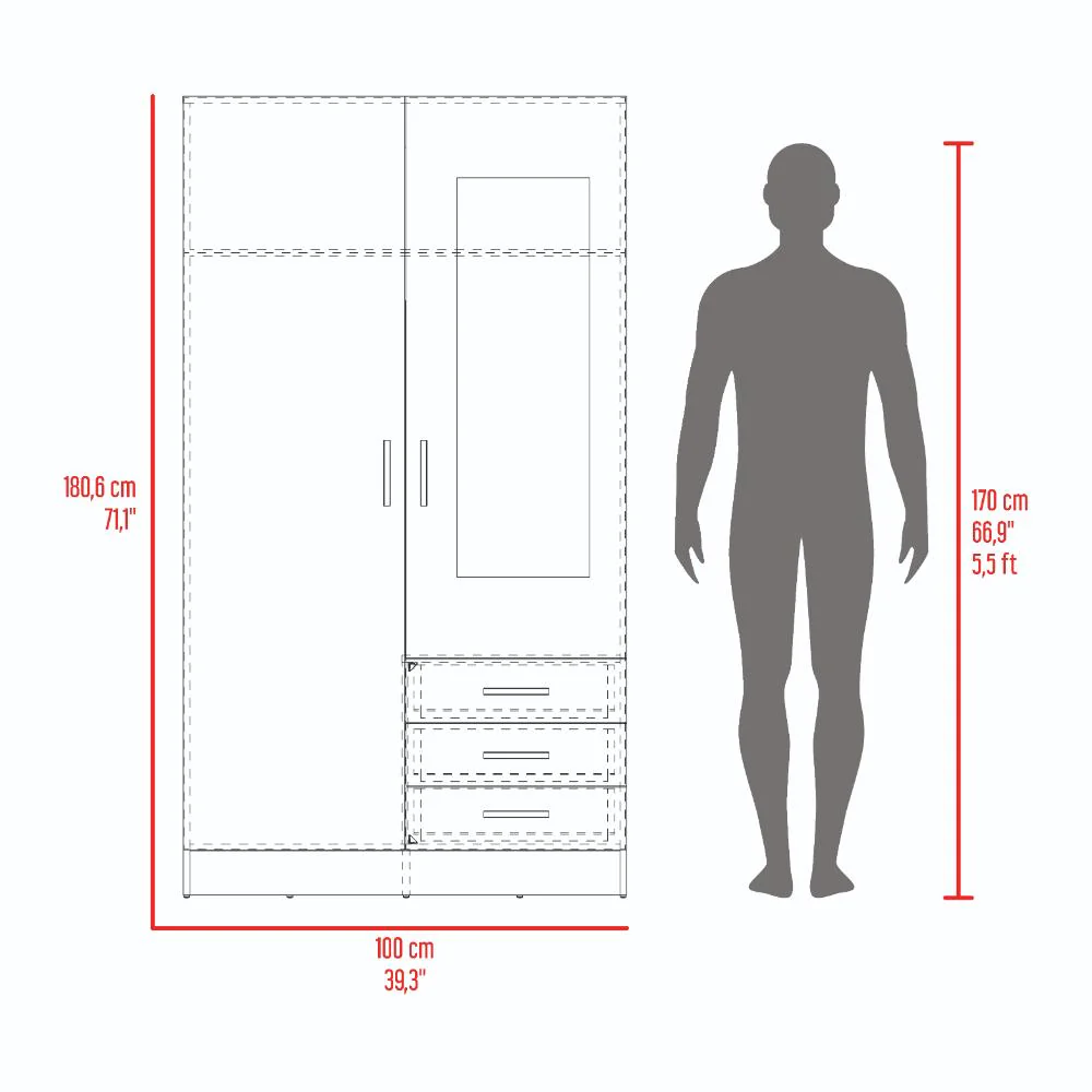 CLOSET SAMKA, WENGUE, CON DOS PUERTAS ABATIBLES Y TRES CAJONES - Image 7