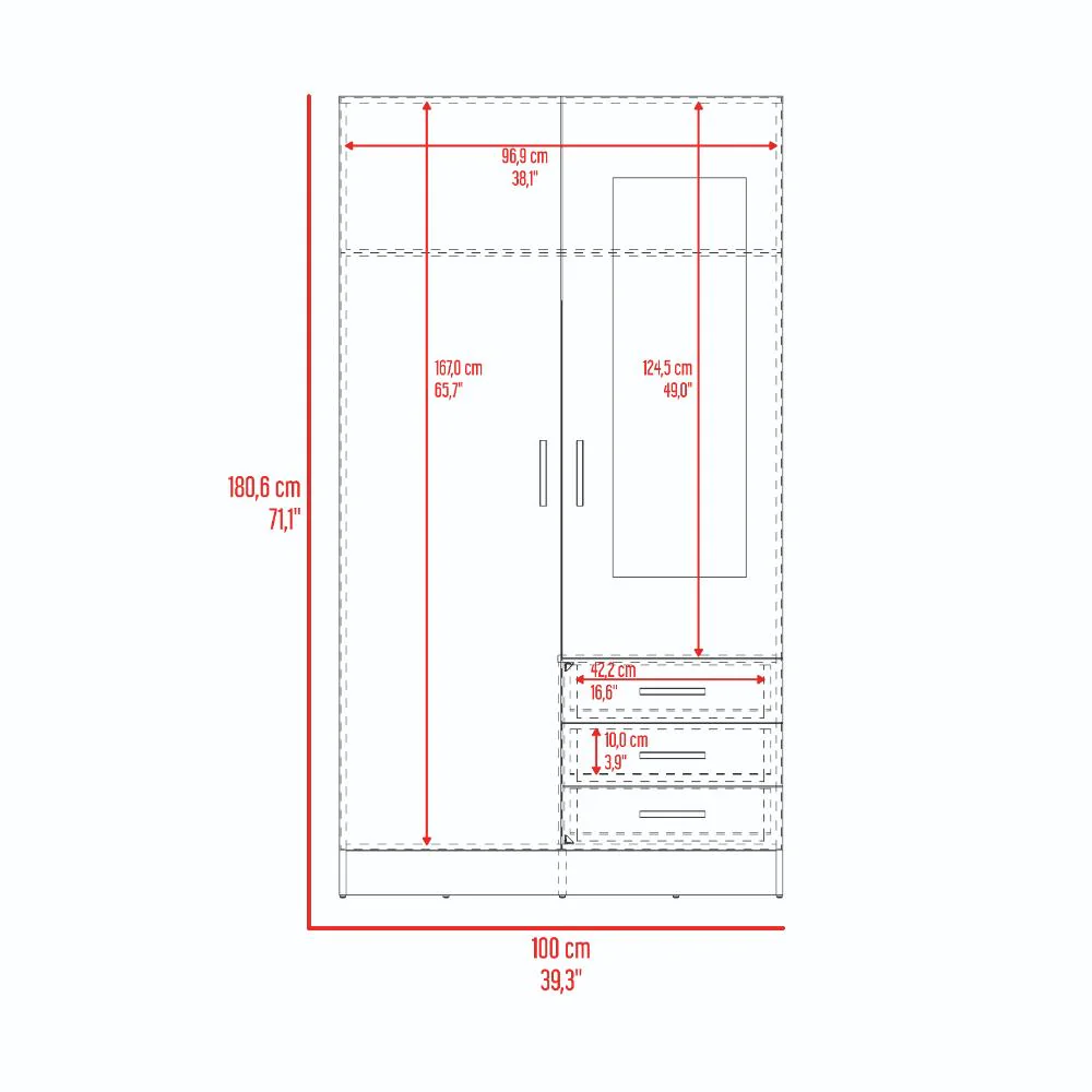 CLOSET SAMKA, WENGUE, CON DOS PUERTAS ABATIBLES Y TRES CAJONES - Image 8