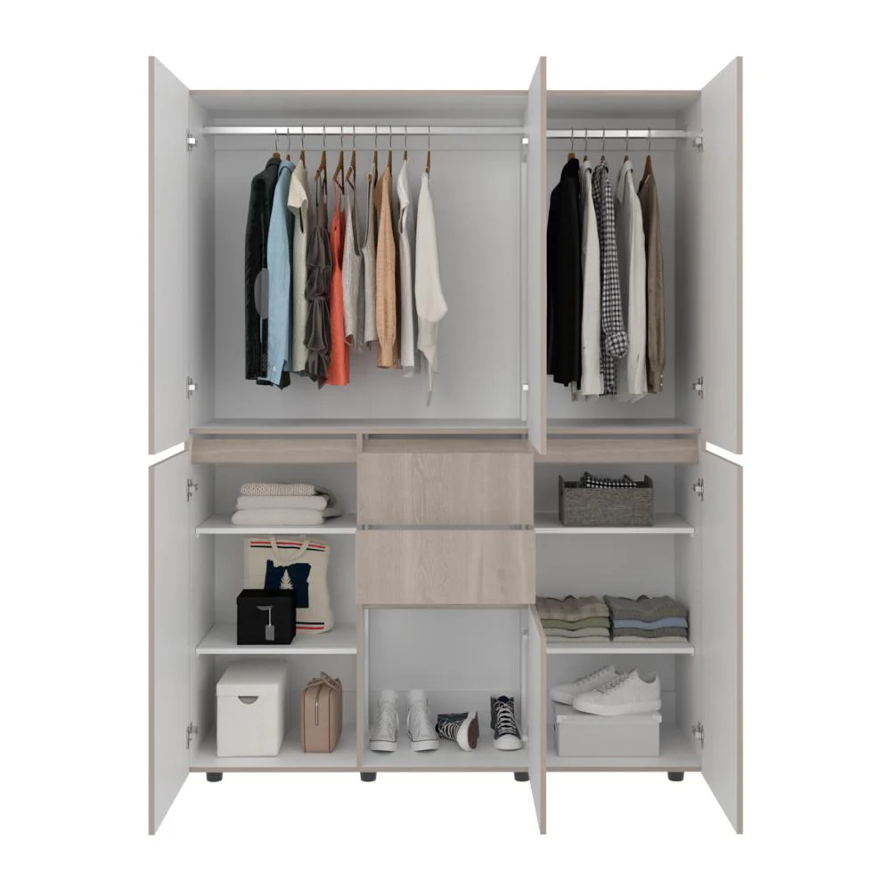 CLOSET SIRUELA 150, BARDOLINO Y BLANCO, CON SEIS PUERTAS Y GRAN CAPACIDAD DE ALMACENAMIENTO - Image 4