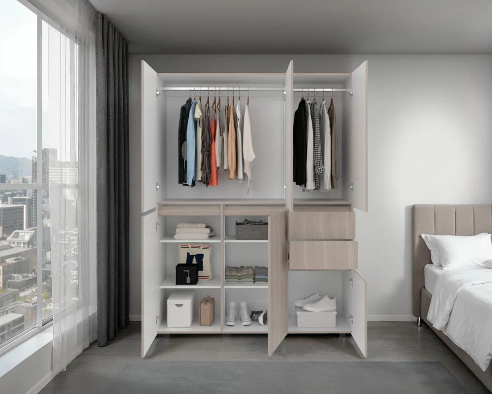 CLOSET SIRUELA 150, BARDOLINO Y BLANCO, CON SEIS PUERTAS Y GRAN CAPACIDAD DE ALMACENAMIENTO - Image 6