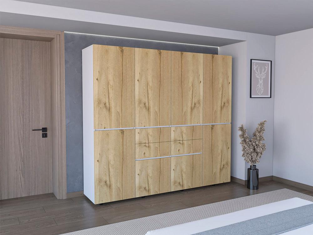 CLOSET SIRUELA 220, CAFÉ CLARO Y BLANCO, CON CUATRO CAJONES, OCHO PUERTAS Y GRAN CAPACIDAD DE ALMACENAMIENTO - Image 3