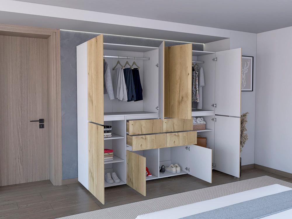 CLOSET SIRUELA 220, CAFÉ CLARO Y BLANCO, CON CUATRO CAJONES, OCHO PUERTAS Y GRAN CAPACIDAD DE ALMACENAMIENTO - Image 4