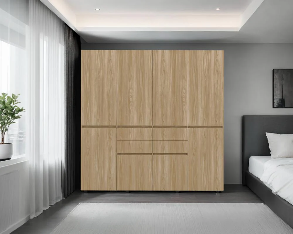 CLOSET SIRUELA 200, FRESNO EUROPEO Y BLANCO, CON CUATRO CAJONES, OCHO PUERTAS Y GRAN CAPACIDAD DE ALMACENAMIENTO - Image 5