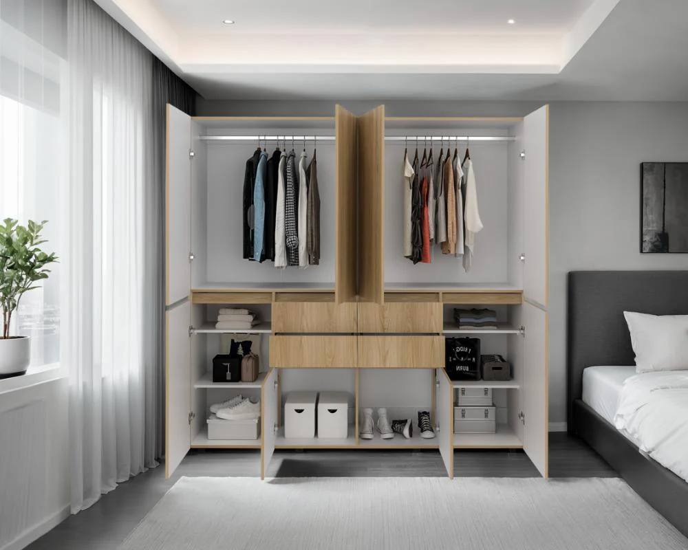 CLOSET SIRUELA 200, FRESNO EUROPEO Y BLANCO, CON CUATRO CAJONES, OCHO PUERTAS Y GRAN CAPACIDAD DE ALMACENAMIENTO - Image 6