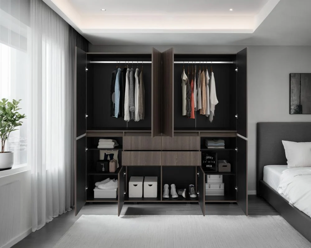 CLOSET SIRUELA 200, MILAN Y WENGUE, CON CUATRO CAJONES, OCHO PUERTAS Y GRAN CAPACIDAD DE ALMACENAMIENTO - Image 6