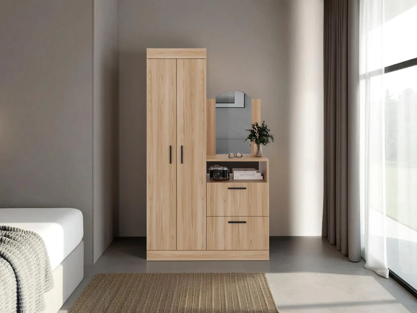 CLOSET TOCADOR PRAGA, FRESNO EUROPEO, CON DISEÑO MODERNO INCLUYE ESPEJO - Image 5