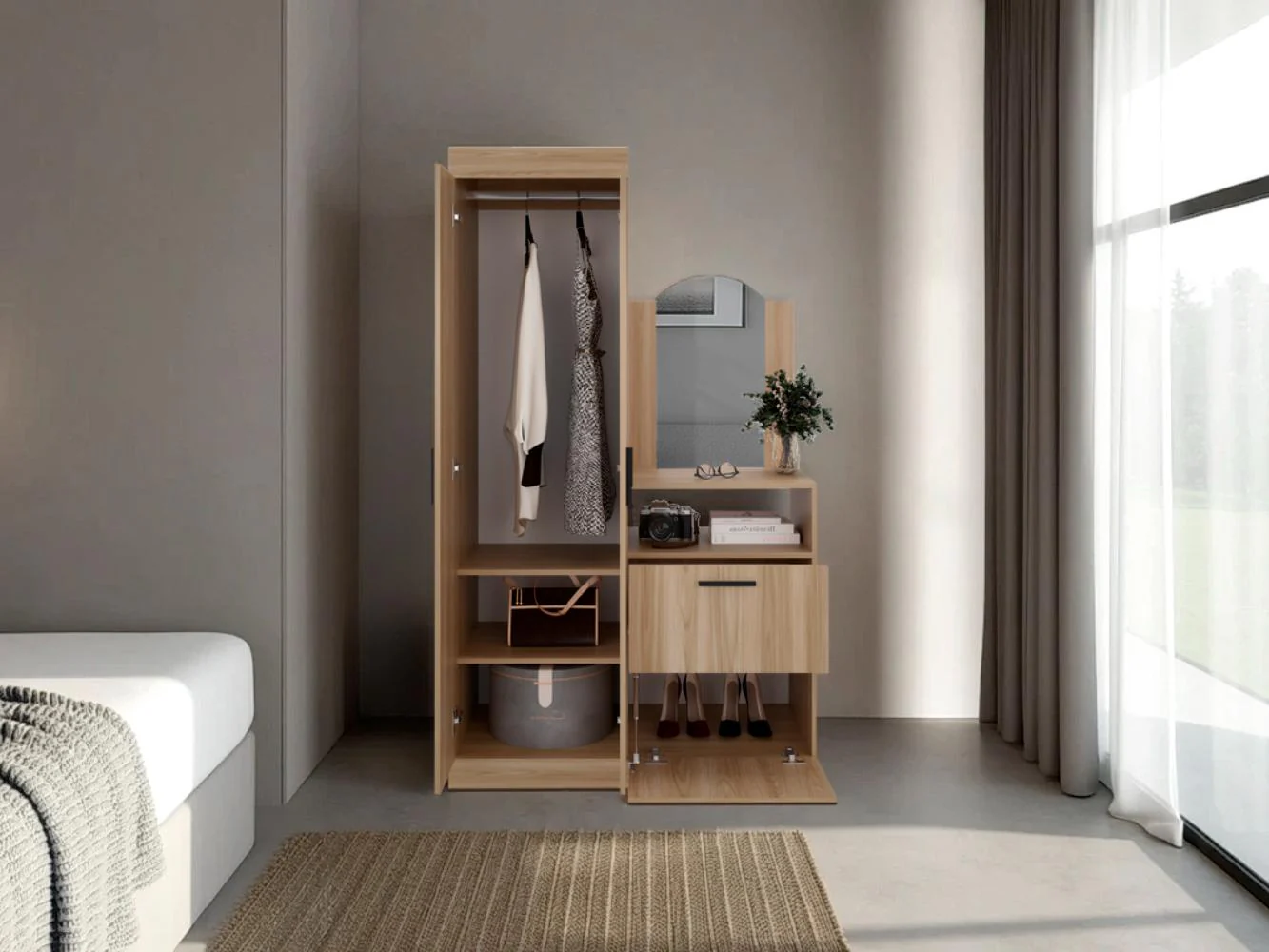 CLOSET TOCADOR PRAGA, FRESNO EUROPEO, CON DISEÑO MODERNO INCLUYE ESPEJO - Image 6