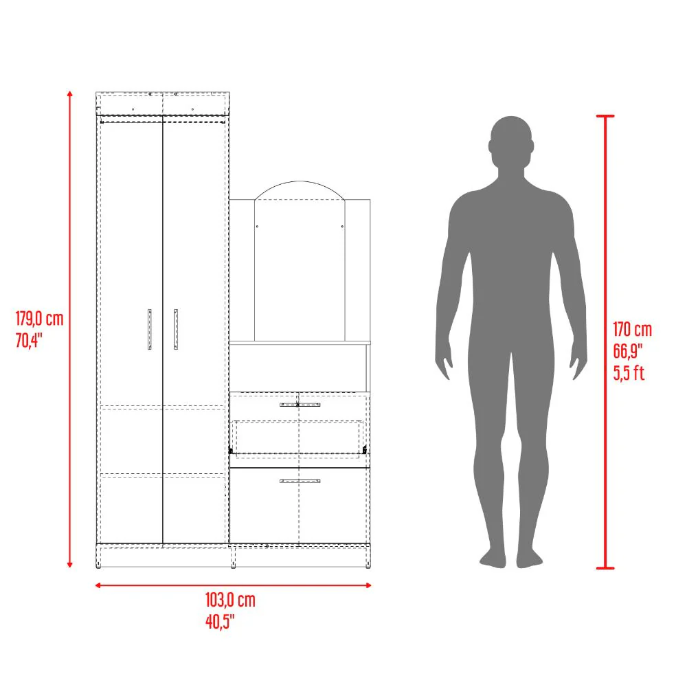 CLOSET TOCADOR PRAGA, WENGUE, CON DISEÑO MODERNO INCLUYE ESPEJO - Image 16
